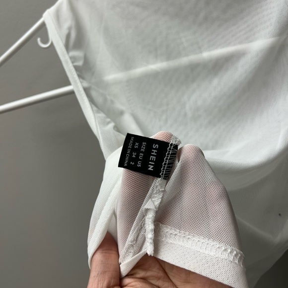 Shein White Meshed Mock Neck Tank Top - Picture 2 of 2